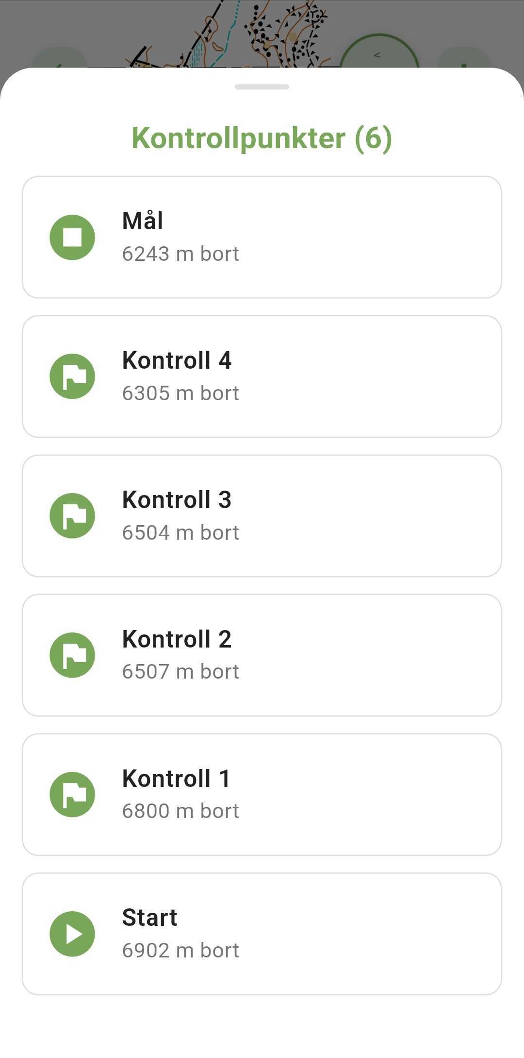 Orientering kontroller - skärmbild